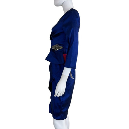 Alex Evenings NWT Royal Blue Taffeta Cocktail Dress Size 6