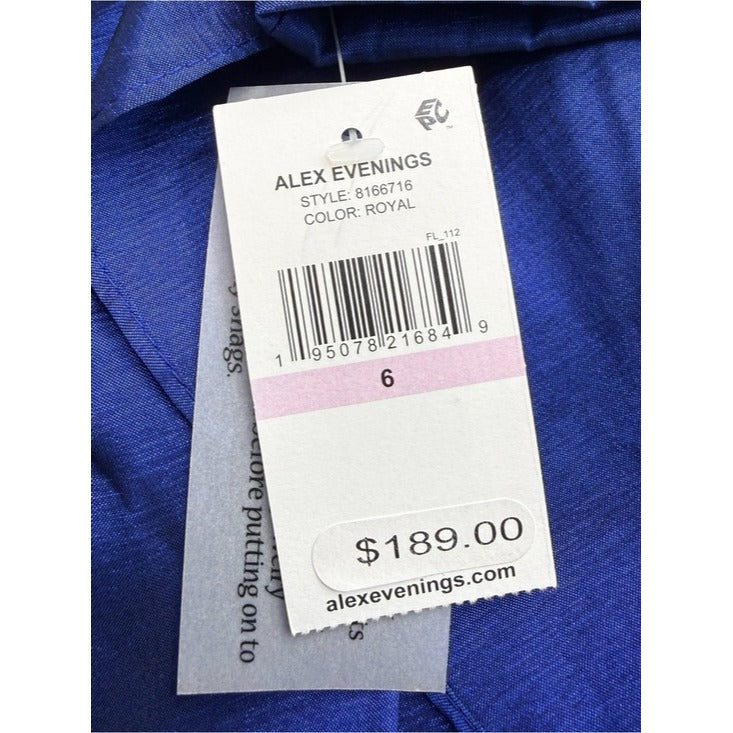 Alex Evenings NWT Royal Blue Taffeta Cocktail Dress Size 6