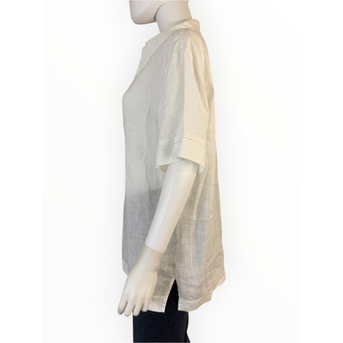 Lafayette 148 New York White "Pippen" Linen Blouse Size L