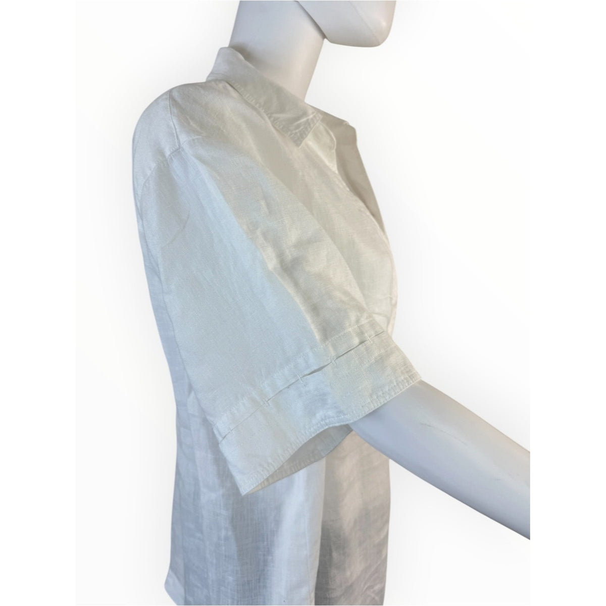 Lafayette 148 New York White "Pippen" Linen Blouse Size L