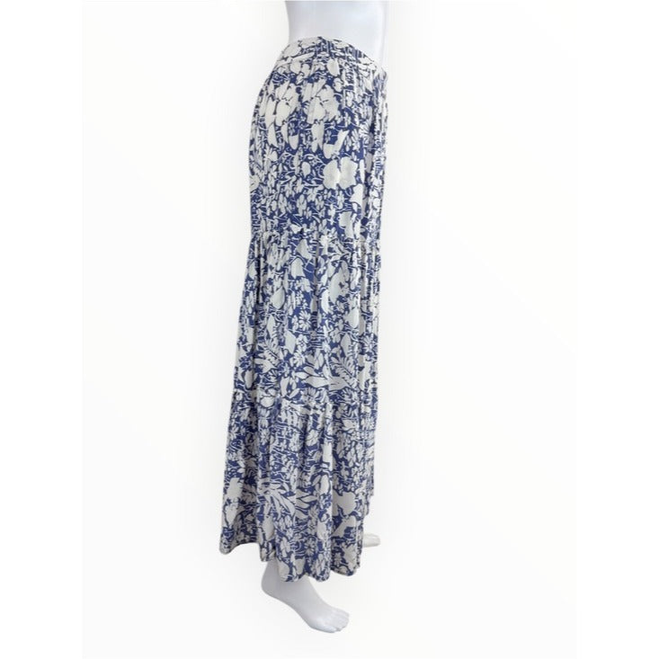 Cynthia Rowley NWT Blue Floral Tiered Maxi Skirt Size XS