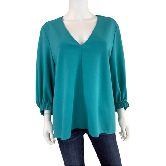 Tibi Aqua Pullover V-neck Blouse Size L