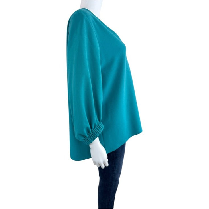Tibi Aqua Pullover V-neck Blouse Size L
