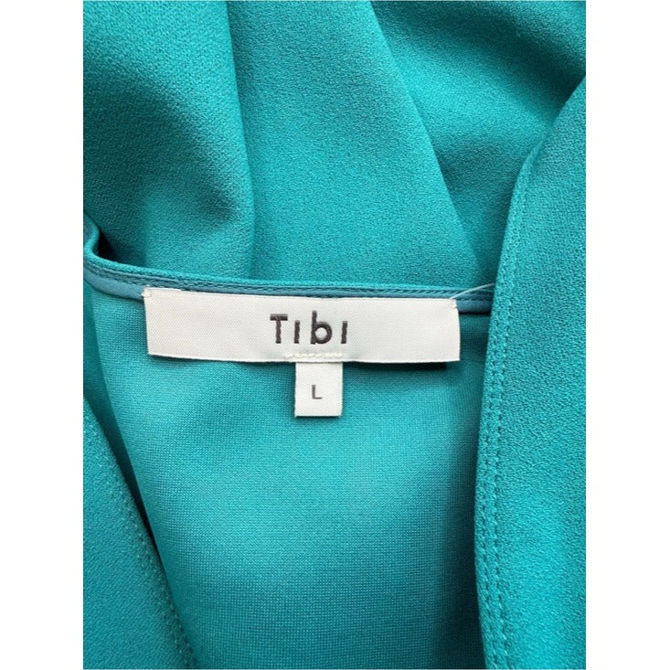 Tibi Aqua Pullover V-neck Blouse Size L