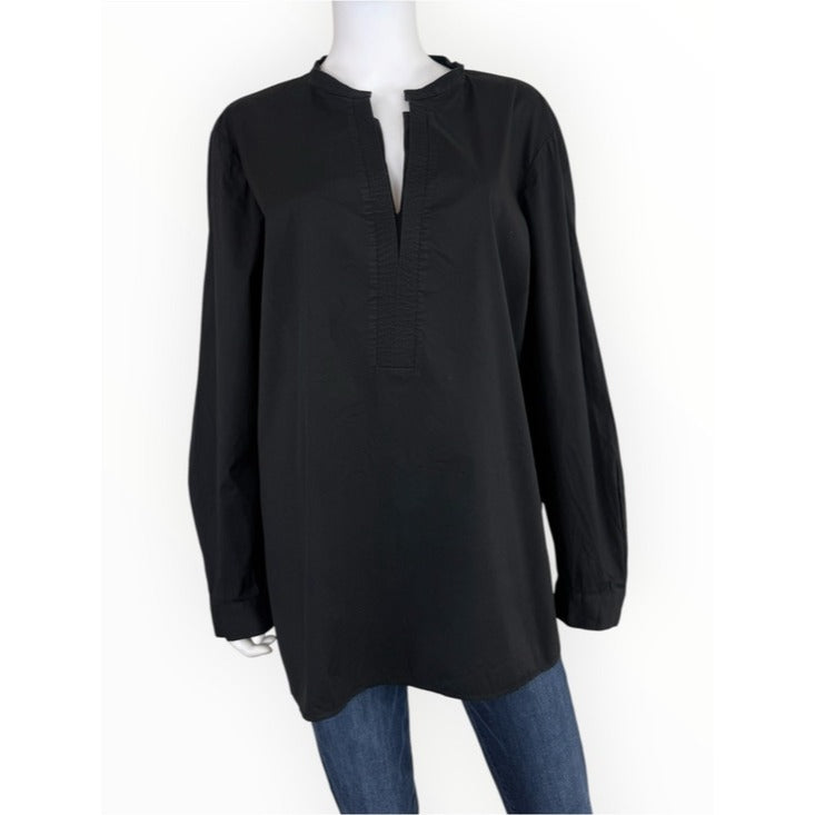 Lafayette 148 New York Black Split-neck Popover Tunic Size XL