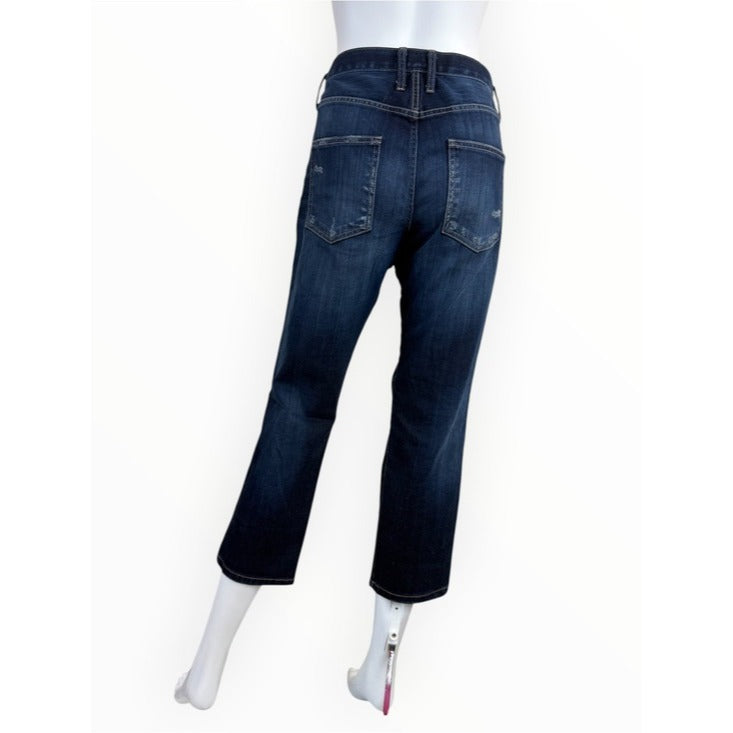 CURRENT/ELLIOTT Blue Distressed Cropped Boyfriend Jeans Size 27