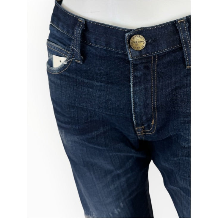 CURRENT/ELLIOTT Blue Distressed Cropped Boyfriend Jeans Size 27