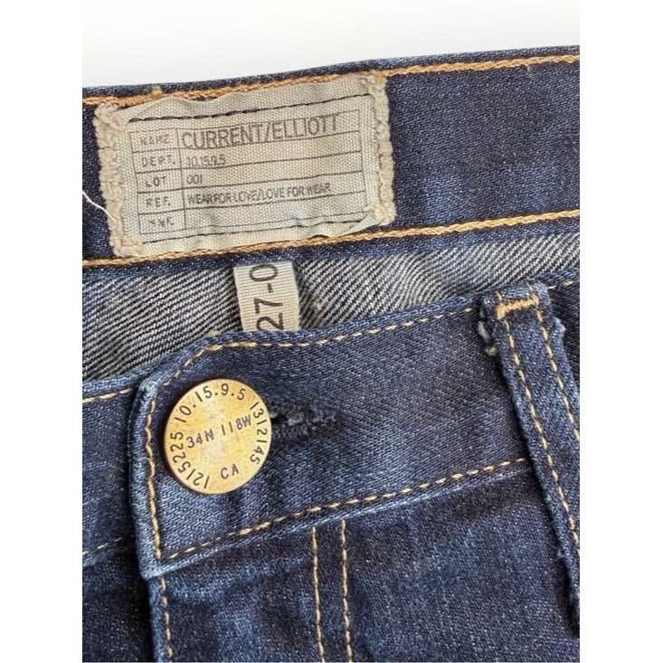 CURRENT/ELLIOTT Blue Distressed Cropped Boyfriend Jeans Size 27