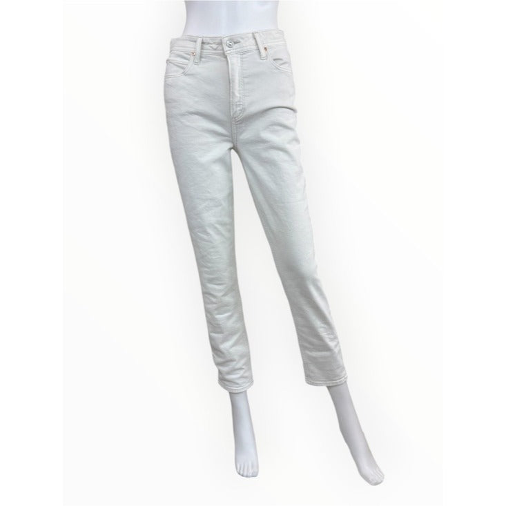 PAIGE White Sarah Slim High Rise Cropped Jeans Size 28