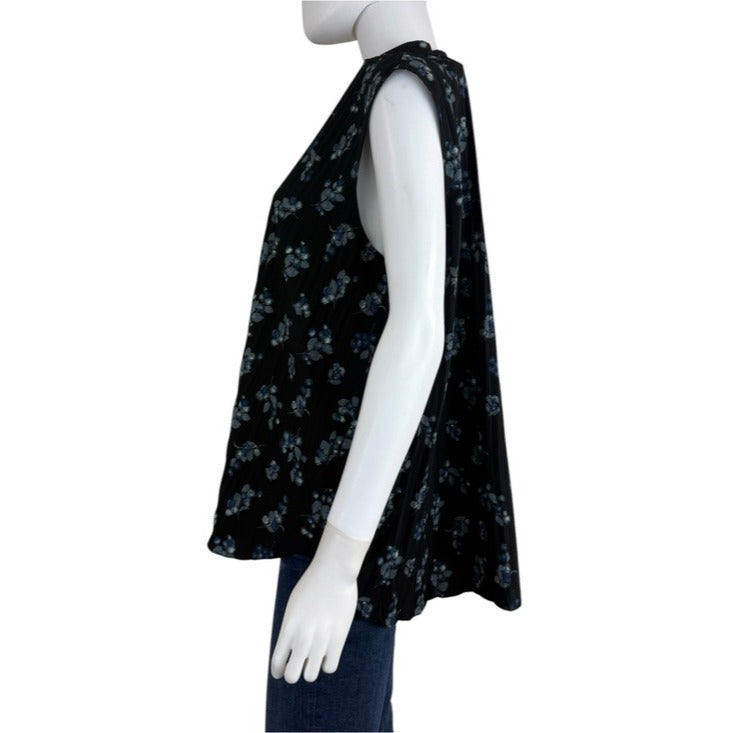 Vince Black Floral Dandelion Print Blouse Size XL
