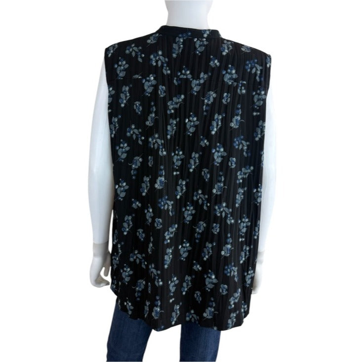 Vince Black Floral Dandelion Print Blouse Size XL