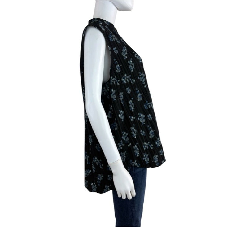 Vince Black Floral Dandelion Print Blouse Size XL