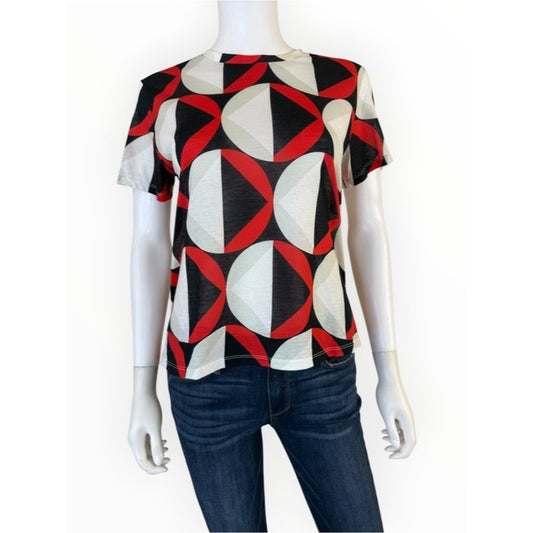Cynthia Rowley Bold Retro Pattern 100% Cotton Tee Size S