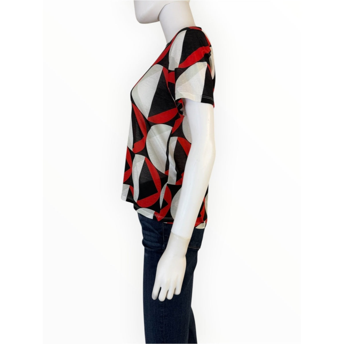 Cynthia Rowley Bold Retro Pattern 100% Cotton Tee Size S