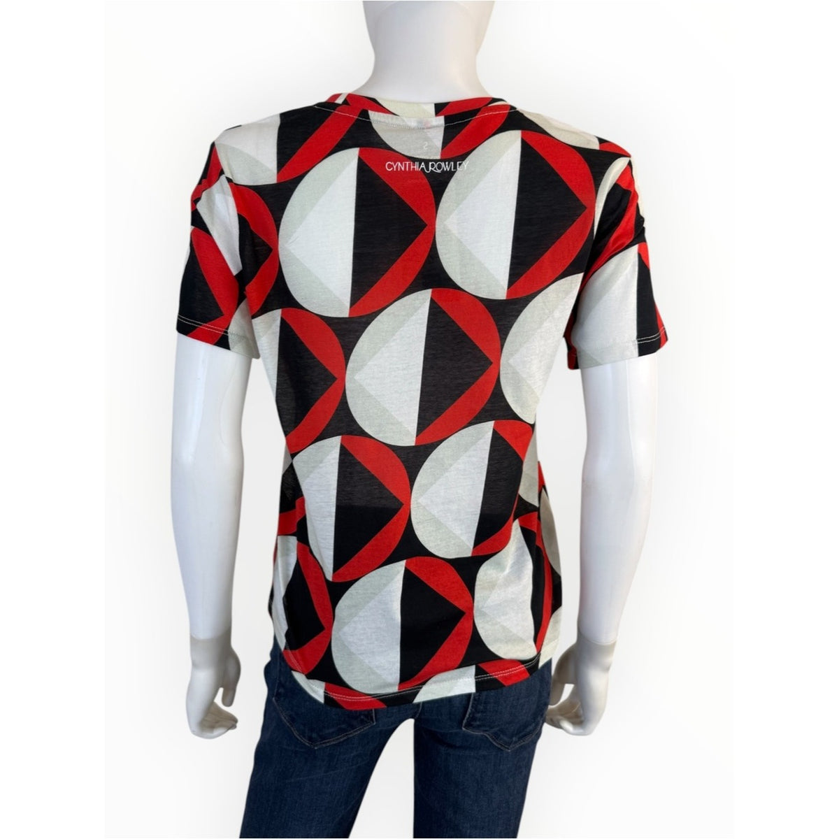 Cynthia Rowley Bold Retro Pattern 100% Cotton Tee Size S