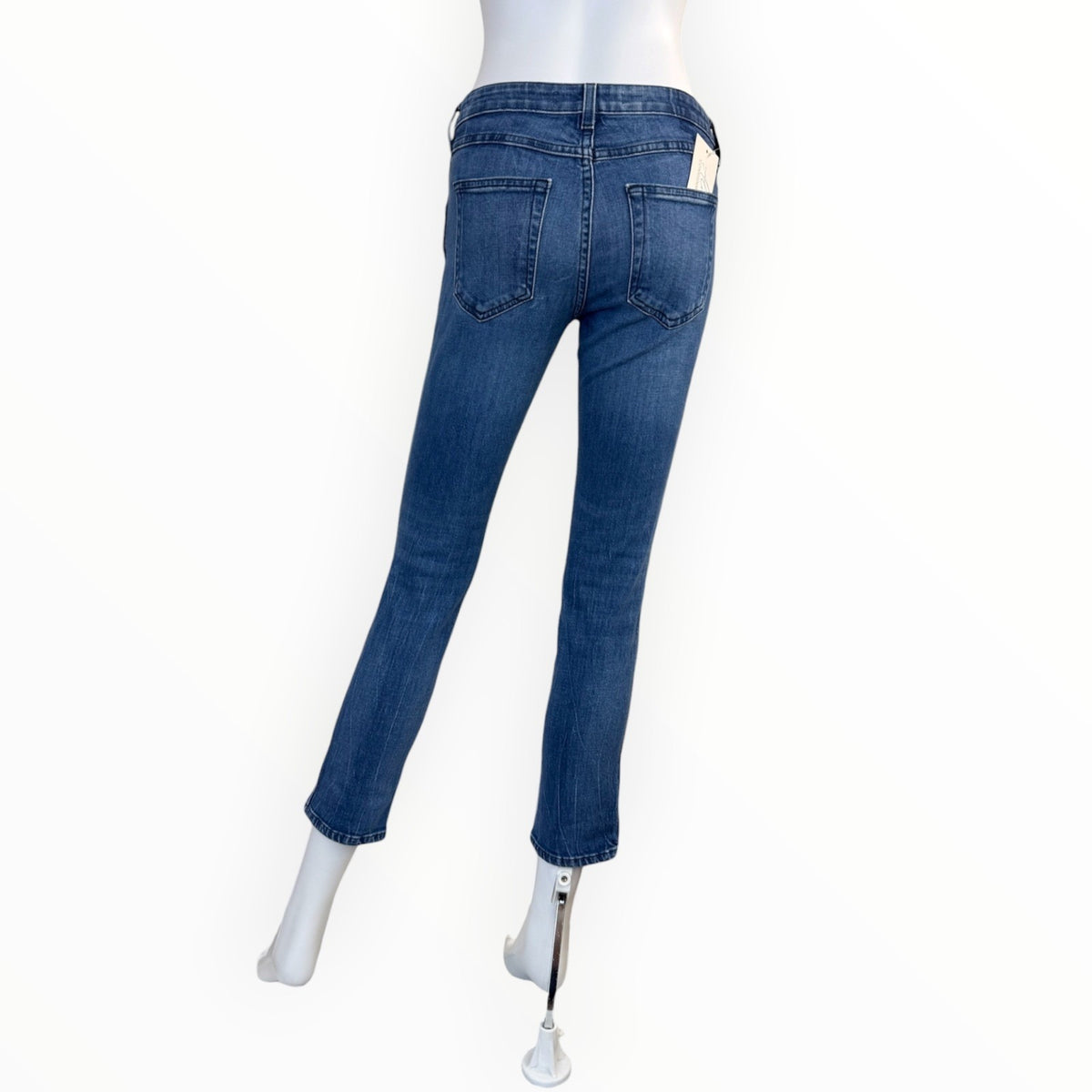AMO Kate Mid Rise Slim Straight Jeans Blue Gem Medium Wash Stretch Size 26