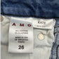 AMO Kate Mid Rise Slim Straight Jeans Blue Gem Medium Wash Stretch Size 26