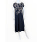 J. Jill Embroidered Navy Midi Dress Size Small