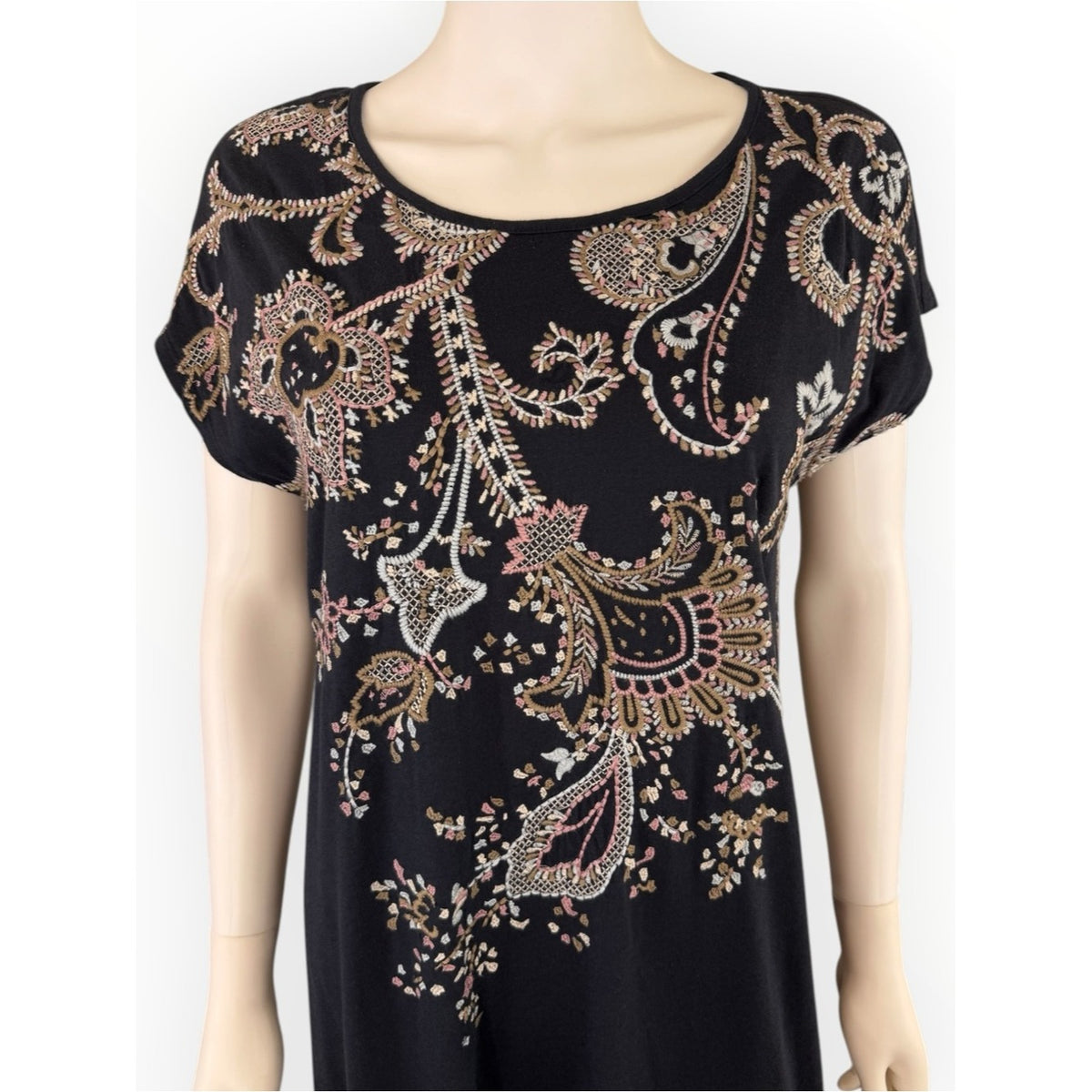 J. Jill Embroidered Navy Midi Dress Size Small