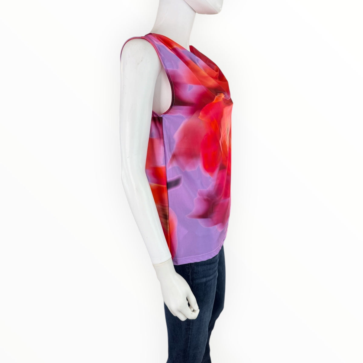 Lysse NWT Womens Sleeveless Floral Print Cowl Neck Top Multicolor Size S