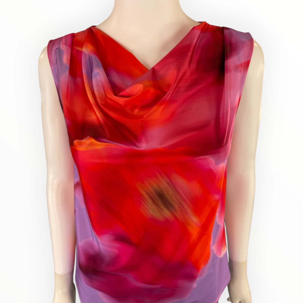 Lysse NWT Womens Sleeveless Floral Print Cowl Neck Top Multicolor Size S