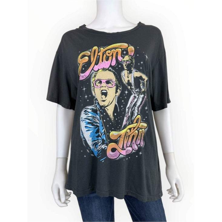 Daydreamer Ash Black Elton John On Stage Boyfriend Tee Size M