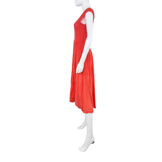 Free People Coral Embroidered Open-Back Cap Sleeve Midi Dress XS