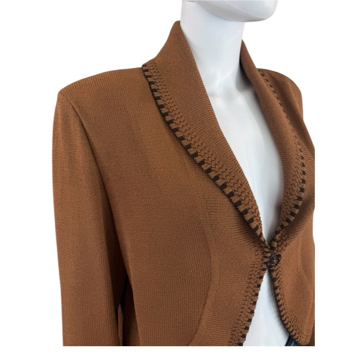 St. John COLLECTION Brown Knit Sweater Cardigan Size 12