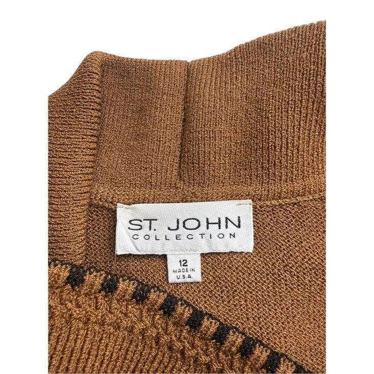 St. John COLLECTION Brown Knit Sweater Cardigan Size 12
