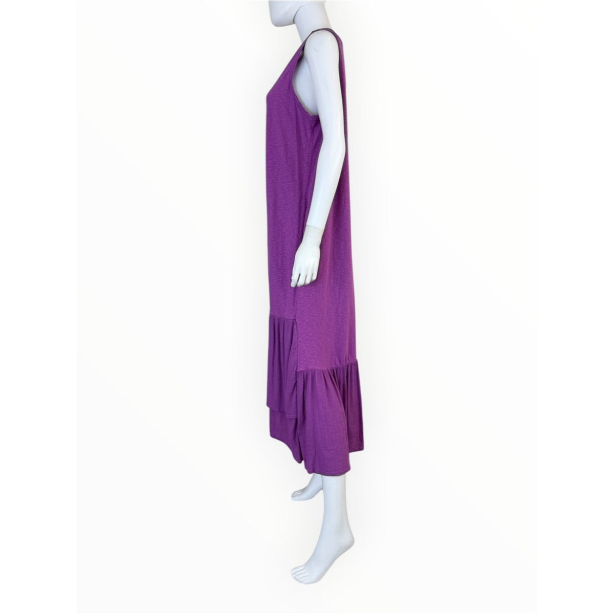 J. Jill Purple Mixed Media Flounced-Hem Knit Maxi Dress Size XL