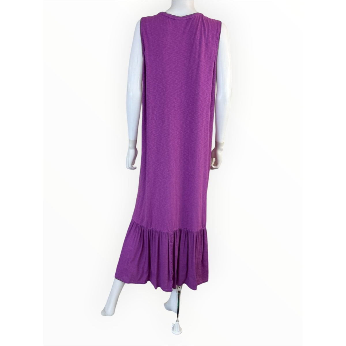 J. Jill Purple Mixed Media Flounced-Hem Knit Maxi Dress Size XL