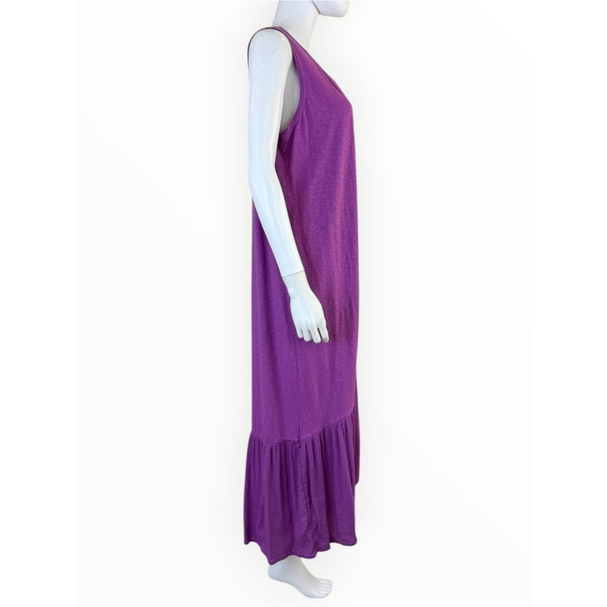 J. Jill Purple Mixed Media Flounced-Hem Knit Maxi Dress Size XL