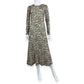 Rachel Zoe Brown Leopard Print Mesh Midi Dress Size S