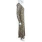 Rachel Zoe Brown Leopard Print Mesh Midi Dress Size S