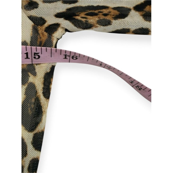 Rachel Zoe Brown Leopard Print Mesh Midi Dress Size S
