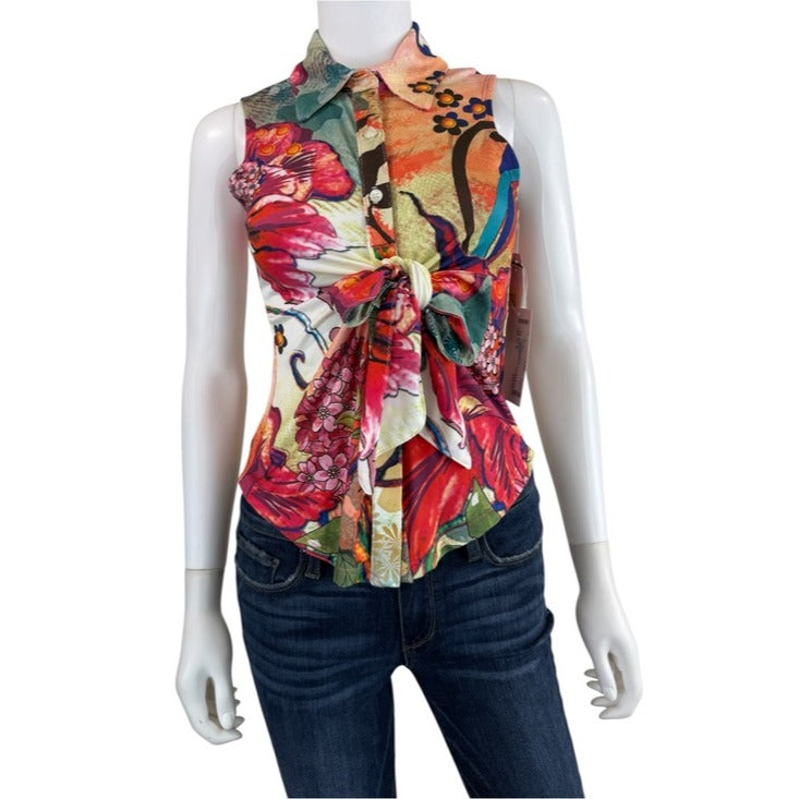 IQ Paris Floral Abstract Sleeveless Top Size M