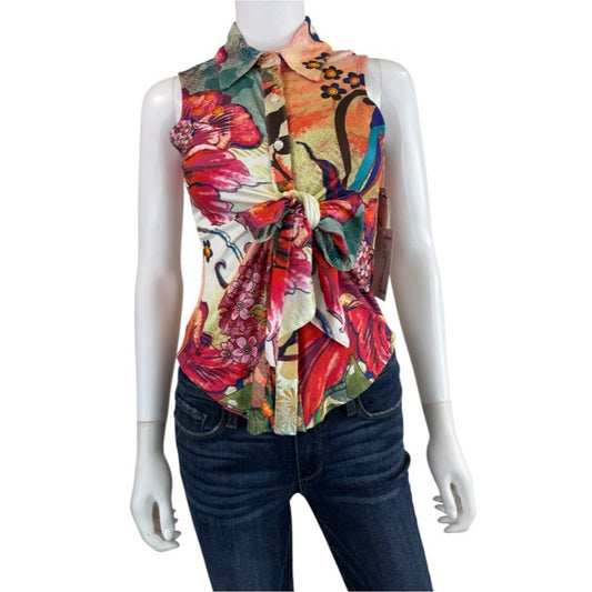 IQ Paris Floral Abstract Sleeveless Top Size M