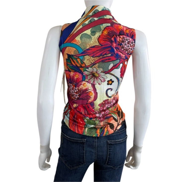 IQ Paris Floral Abstract Sleeveless Top Size M