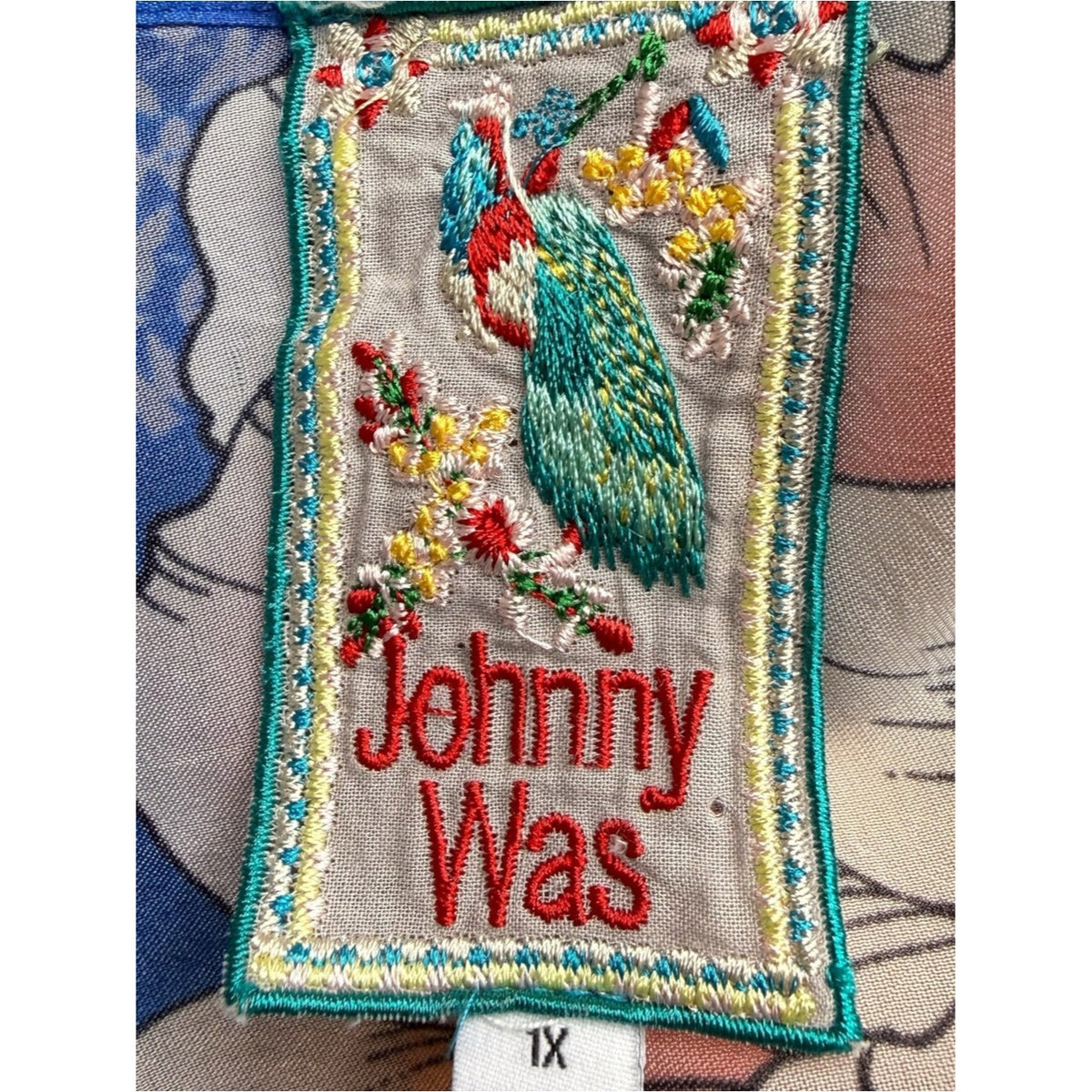 Johnny Was Blue Dolce Floral-Print Georgette Kimono Jacket Size 1X