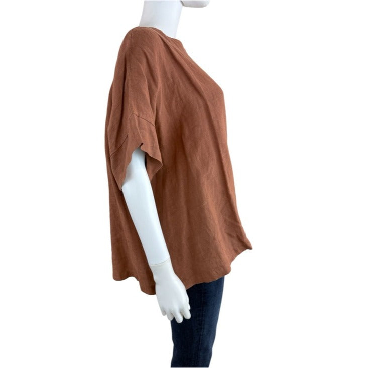 BRYN Walker Brown 100% Linen Boxy Top Size XXL