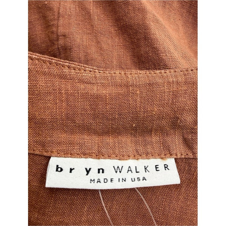 BRYN Walker Brown 100% Linen Boxy Top Size XXL