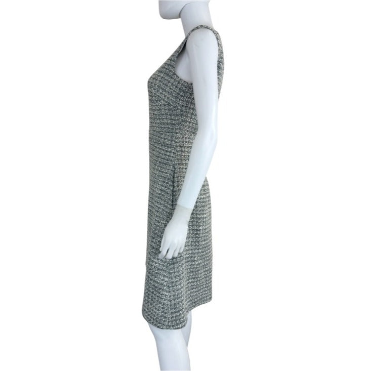 J. Crew Cream Metallic Tweed Fit & Flare Dress Size 2