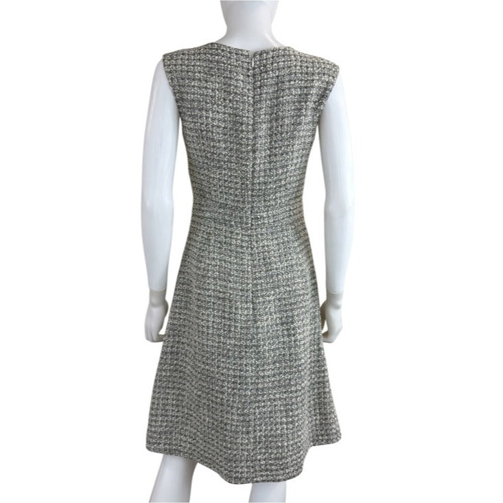J. Crew Cream Metallic Tweed Fit & Flare Dress Size 2