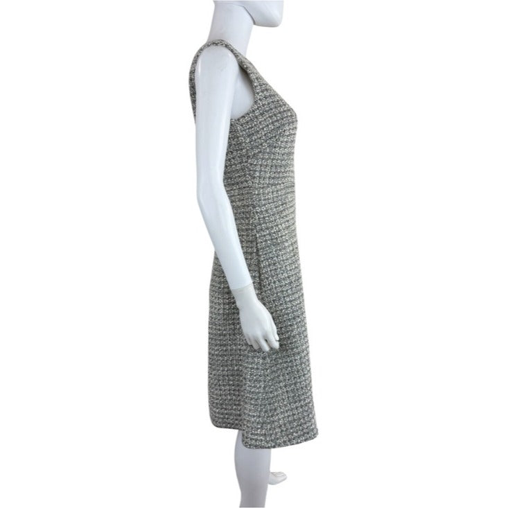 J. Crew Cream Metallic Tweed Fit & Flare Dress Size 2