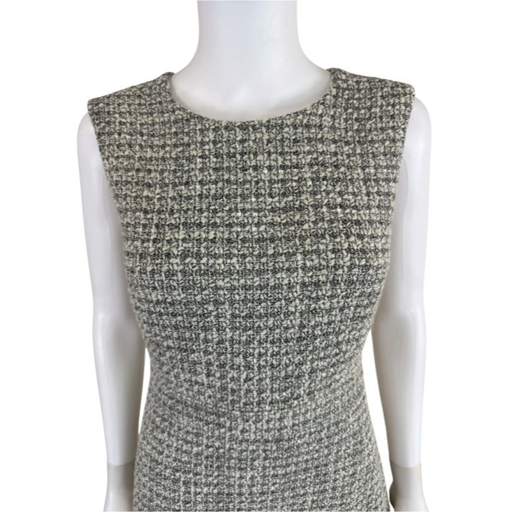 J. Crew Cream Metallic Tweed Fit & Flare Dress Size 2