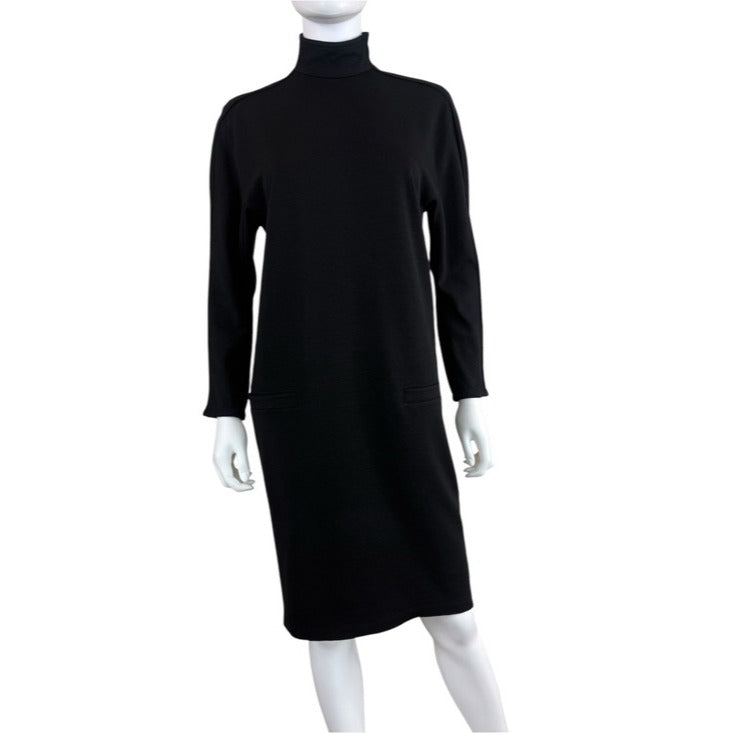 Vintage Gianni Versace Jersey Black 100% Wool Dress Size 6