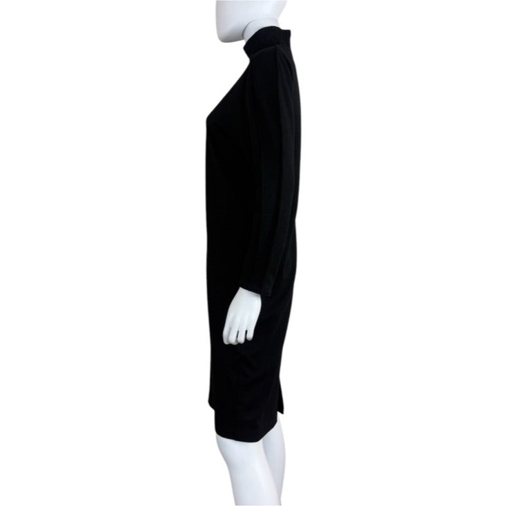 Vintage Gianni Versace Jersey Black 100% Wool Dress Size 6