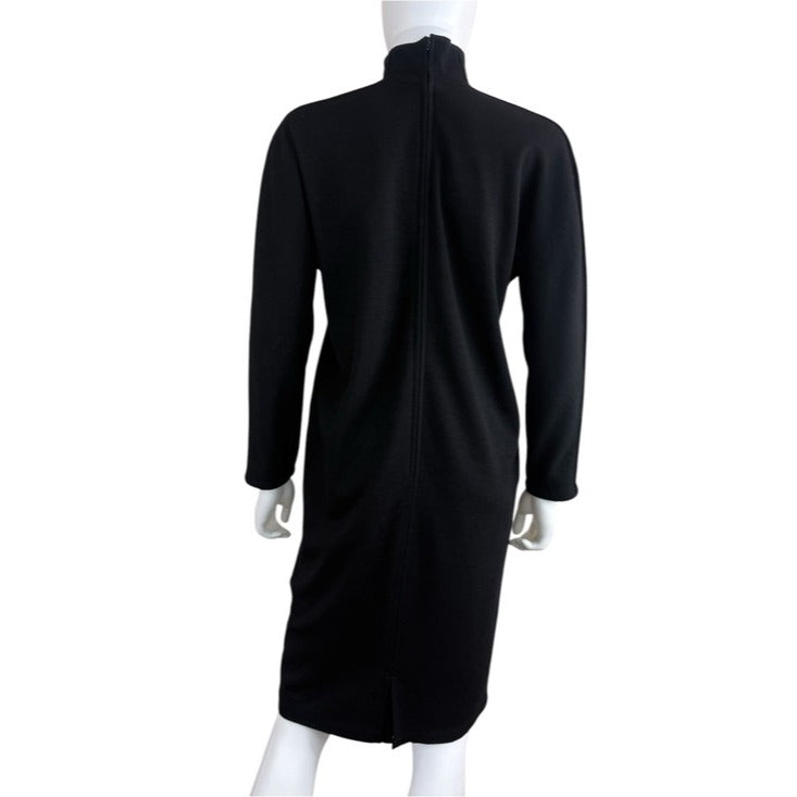 Vintage Gianni Versace Jersey Black 100% Wool Dress Size 6