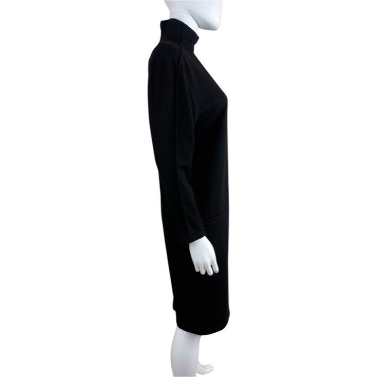 Vintage Gianni Versace Jersey Black 100% Wool Dress Size 6