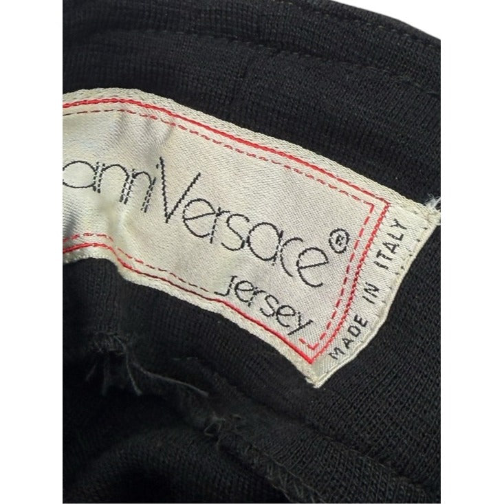 Vintage Gianni Versace Jersey Black 100% Wool Dress Size 6